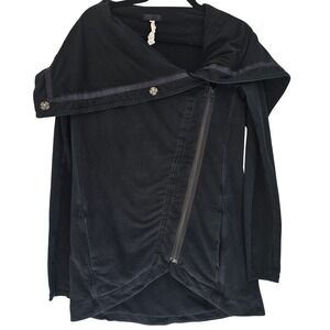 Lululemon Athletica Black Cotton Spandex Asymmetrical‎ Zip Jacket Size 6